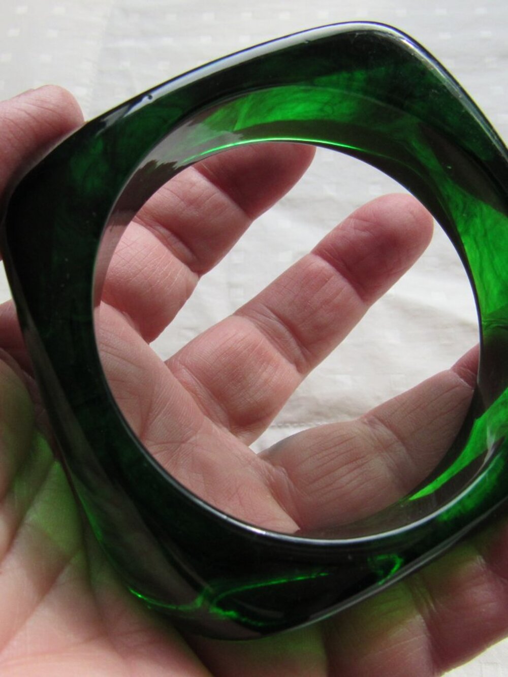 Green Translucent Ink Spot Plastic Bangle - Picture 3 of 4